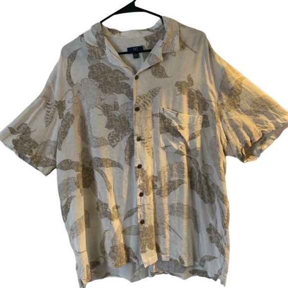 Pre Owned Men’s George Short Sleeve Button Up Sz XL White Island Vibe - Picture 1 of 10